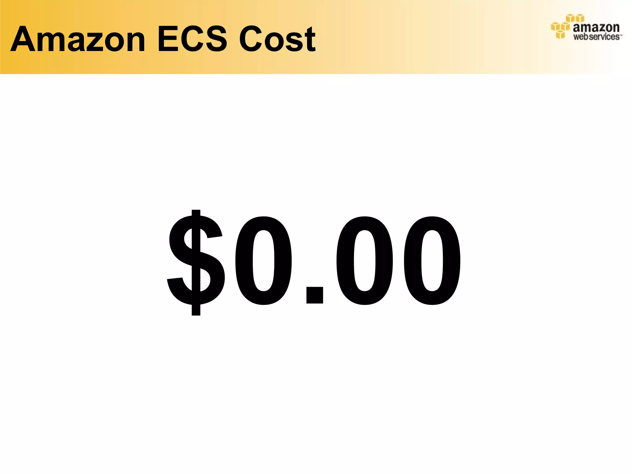 Amazon ECS Cost  $0.00 