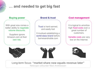 … and needed to get big fast

    Buying power                        Brand & trust              Cost management


With gr...
