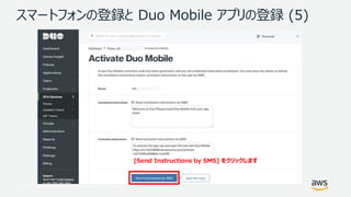 © 2017, Amazon Web Services, Inc. or its Affiliates. All rights reserved.
スマートフォンの登録と Duo Mobile アプリの登録 (5)
[Send Instructions by SMS] をクリックします
 