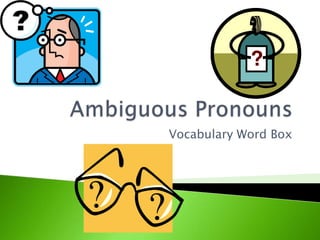 Ambiguous Pronouns Vocabulary Word Box 