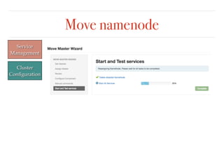 Move namenode
Service
Management
Cluster
Conﬁguration
 