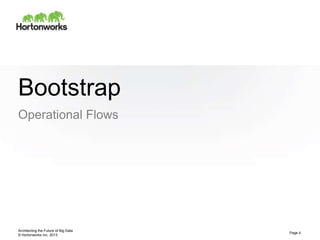 Bootstrap
Operational Flows




Architecting the Future of Big Data
                                      Page 4
© Hortonworks Inc. 2013
 