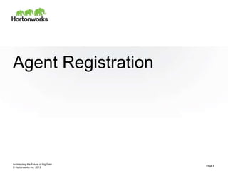 Agent Registration




Architecting the Future of Big Data
                                      Page 8
© Hortonworks Inc. 2013
 
