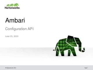 © Hortonworks Inc. 2013
Ambari
Configuration API
June 25, 2013
Page 1
 