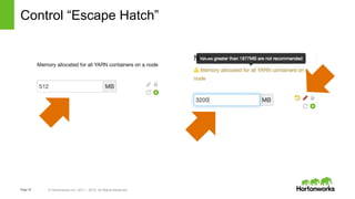 Page19 © Hortonworks Inc. 2011 – 2015. All Rights Reserved
Control “Escape Hatch”
 