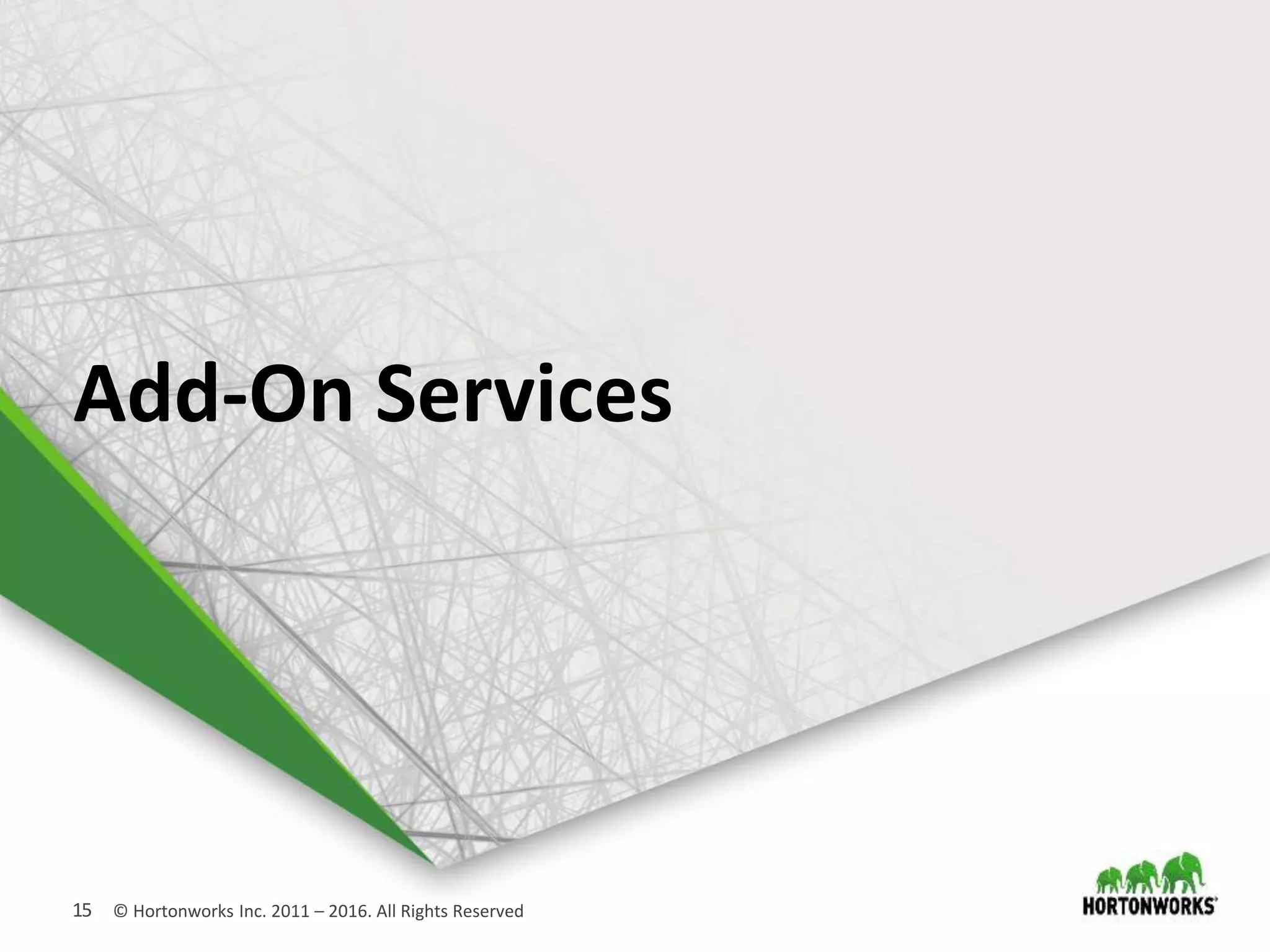 15 © Hortonworks Inc. 2011 – 2016. All Rights Reserved
Add-On Services
 
