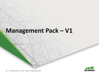 10 © Hortonworks Inc. 2011 – 2016. All Rights Reserved
Management Pack – V1
 