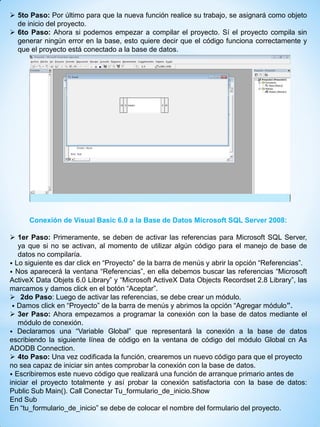 CONEXION A BASE DE DATOS - VISUAL BASIC 6.0 | PDF