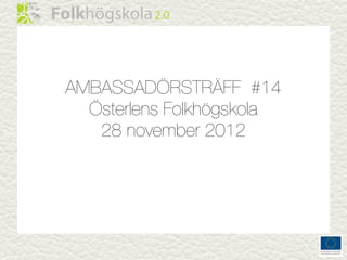 AMBASSADÖRSTRÄFF #14
  Österlens Folkhögskola
   28 november 2012
 
