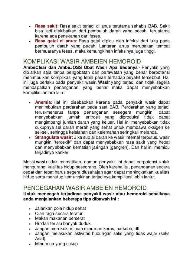 Ambe clear dan ambejoss obat wasir apa bedanya