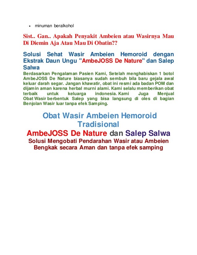 Ambe joss obat wasir di apotik de nature