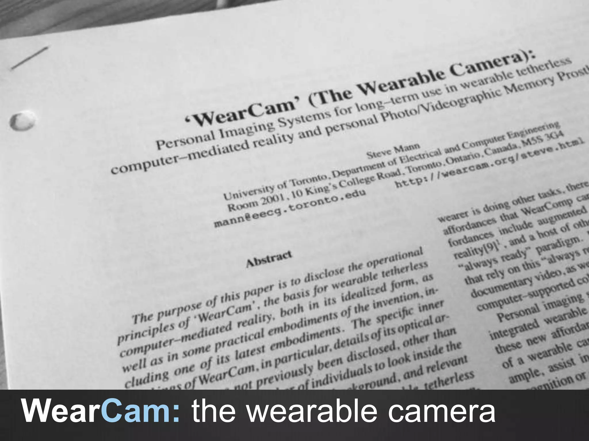 WearCam:the wearable camera