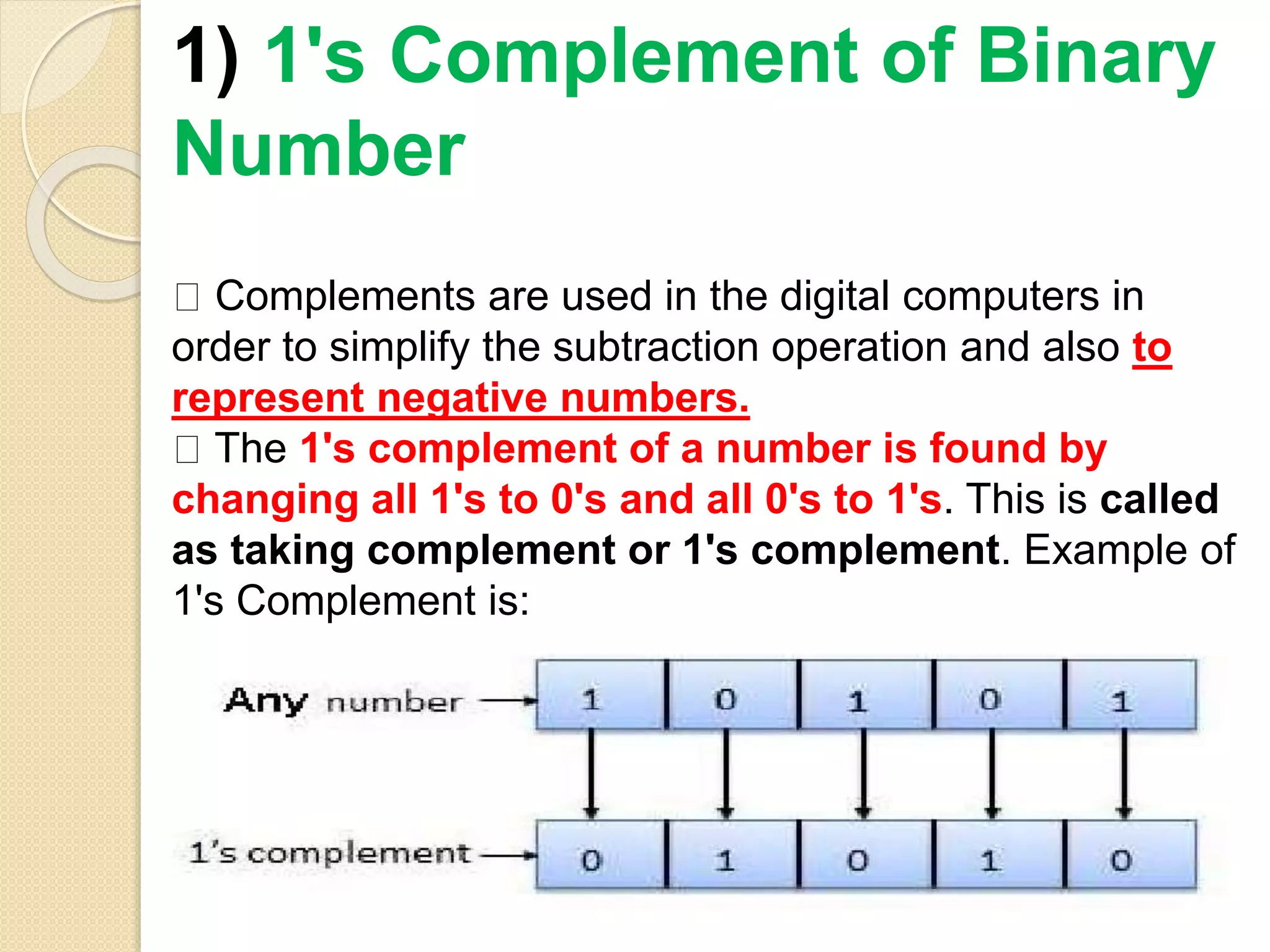 EC Binary Substraction using 1's Complement,2's Complement | PPT