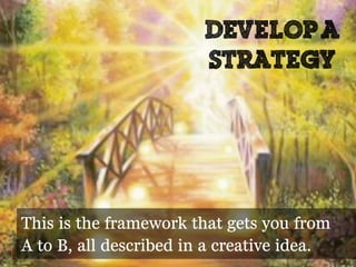 Set Client Goals & Objectives Identify your audience Develop a Strategy Measure & optimize
develop a
strategy
This is the ...