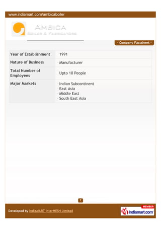 - Company Factsheet -


Year of Establishment   1991

Nature of Business      Manufacturer

Total Number of
              ...