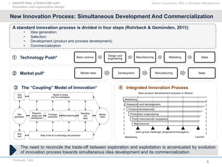 8
New Innovation Process: Simultaneous Development And Commercialization
①  Technology Push*
②  Market pull*
③  The “Coupl...