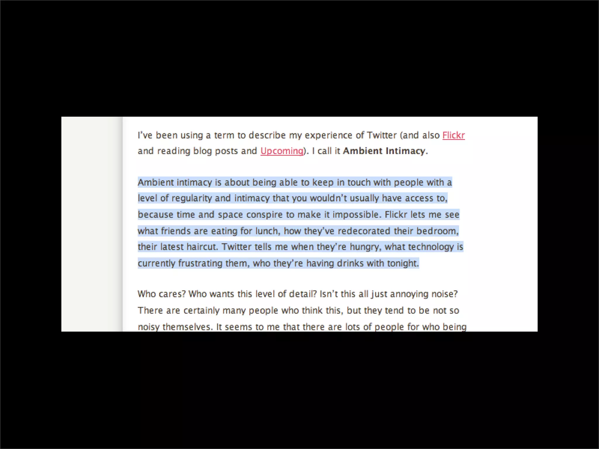 Ambient Intimacy (FOWA 07)