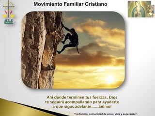 Movimiento Familiar Cristiano




                “La familia, comunidad de amor, vida y esperanza”.
 