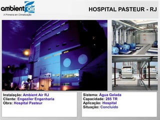 HOSPITAL PASTEUR - RJ




Instalação: Ambient Air RJ      Sistema: Água Gelada
Cliente: Engeziler Engenharia   Capacidade: 285 TR
Obra: Hospital Pasteur          Aplicação: Hospital
                                Situação: Concluído
 