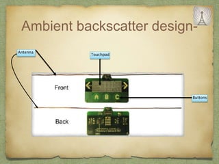 Ambient backscatter design-
Antenna
Touchpad
Buttons
 