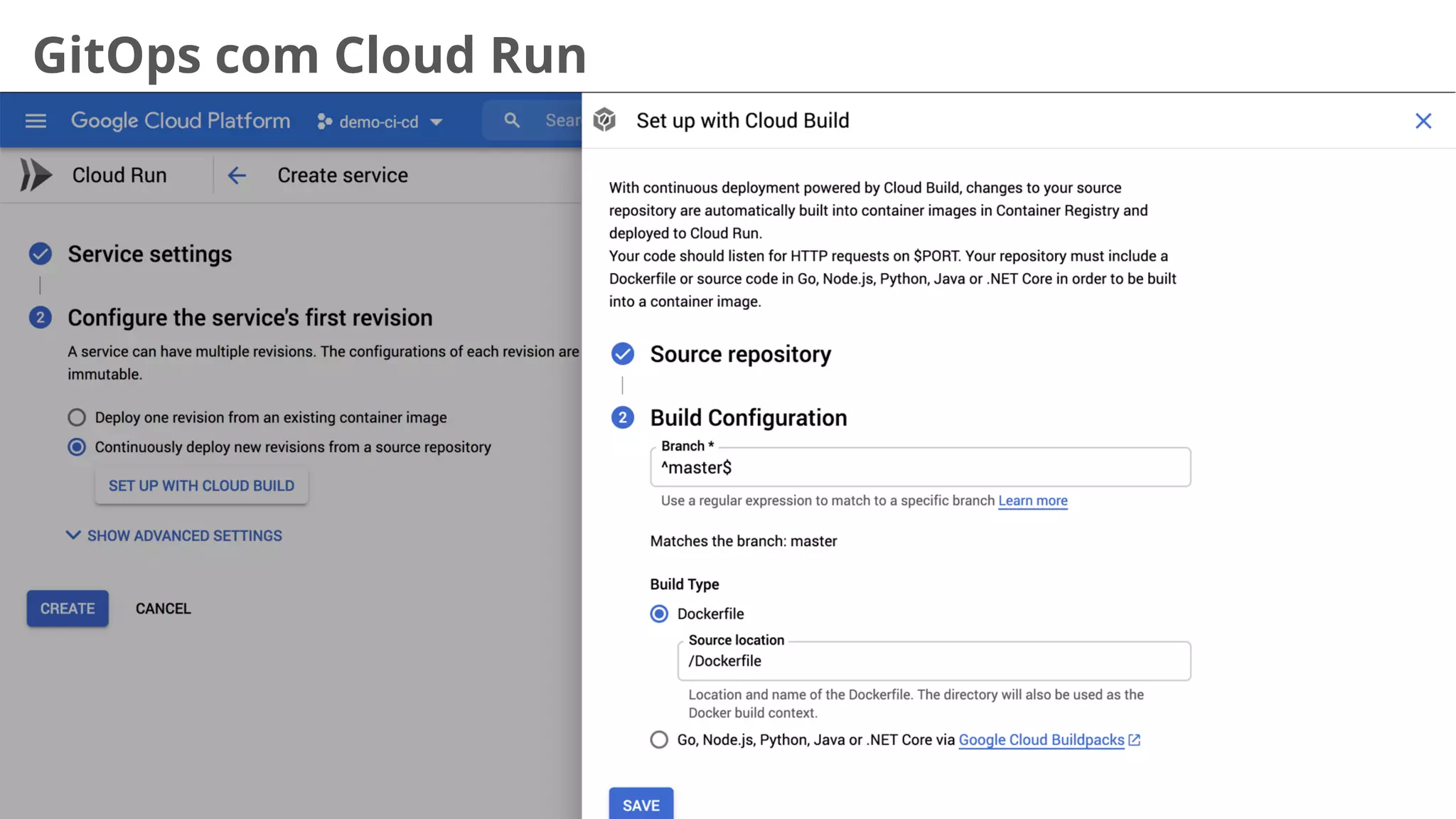 35
GitOps com Cloud Run
Quase igual instalar programa no Windows. Next > Next > Finish
 