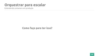49
Orquestrar para escalar
Entendendo containers em produção
Como faço para ter isso?
 