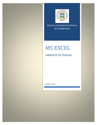 ESCUELA SUPERIOR POLITÉCNICA
DE CHIMBORAZO

MS EXCEL
AMBIENTE DE TRABAJO

MARISA YUPA

 