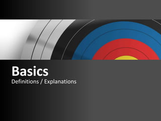 Basics
Definitions / Explanations
 