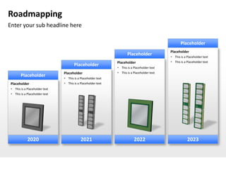 Roadmapping
Enter your sub headline here

                                                                                                     Placeholder
                                                                                              Placeholder
                                                                      Placeholder              This is a Placeholder text
                                                               Placeholder                     This is a Placeholder text
                                       Placeholder
                                                                This is a Placeholder text
                                Placeholder                     This is a Placeholder text
        Placeholder
                                 This is a Placeholder text
 Placeholder                     This is a Placeholder text
  This is a Placeholder text
  This is a Placeholder text




             2020                           2021                           2022                           2023
 