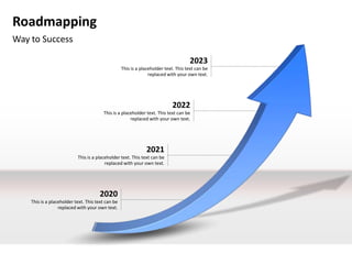 Roadmapping
Way to Success

                                                                                     2023
                                                   This is a placeholder text. This text can be
                                                                 replaced with your own text.




                                                                             2022
                                        This is a placeholder text. This text can be
                                                      replaced with your own text.




                                                               2021
                           This is a placeholder text. This text can be
                                         replaced with your own text.




                                      2020
    This is a placeholder text. This text can be
                  replaced with your own text.
 