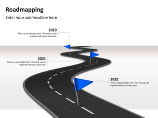 Roadmapping
Enter your sub headline here

                                               2020
            This is a placeholder text. This text can be
                          replaced with your own text.




                                  2021
This is a placeholder text. This text can be
              replaced with your own text.




                                                           2022
                                                           This is a placeholder text. This text can be
                                                           replaced with your own text.
 