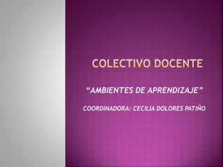 “AMBIENTES DE APRENDIZAJE” 
COORDINADORA: CECILIA DOLORES PATIÑO 
 