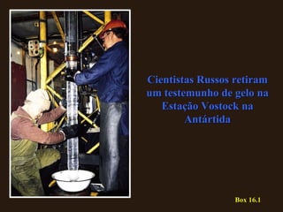 Box 16.1 Cientistas Russos retiram um testemunho de gelo na Estação Vostock na Antártida 