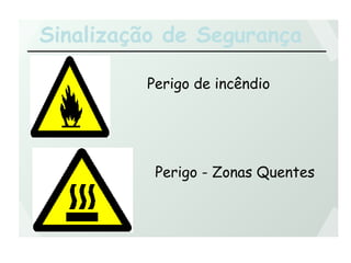 Sinalização de Segurança
Perigo - Zonas Quentes
Perigo de incêndio
 