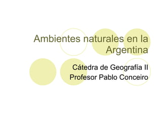 Ambientes naturales en la Argentina Cátedra de Geografía II Profesor Pablo Conceiro 