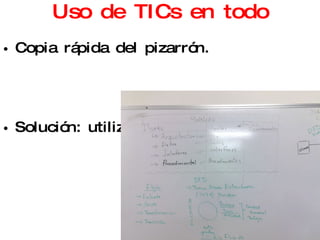 Uso de TICs en todo Copia rápida del pizarrón. Solución: utilizar fotografías 