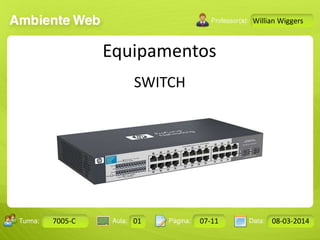 Aula: Pág: Data:10 10 a 17 18-jan-122503-BTurma:
Instrutor: Ricardo Paladini Matos
7005-C 01 07-11 08-03-2014
Willian Wiggers
Equipamentos
SWITCH
 