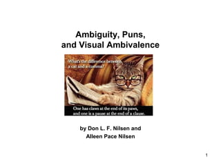 1
Ambiguity, Puns,
and Visual Ambivalence
by Don L. F. Nilsen and
Alleen Pace Nilsen
 