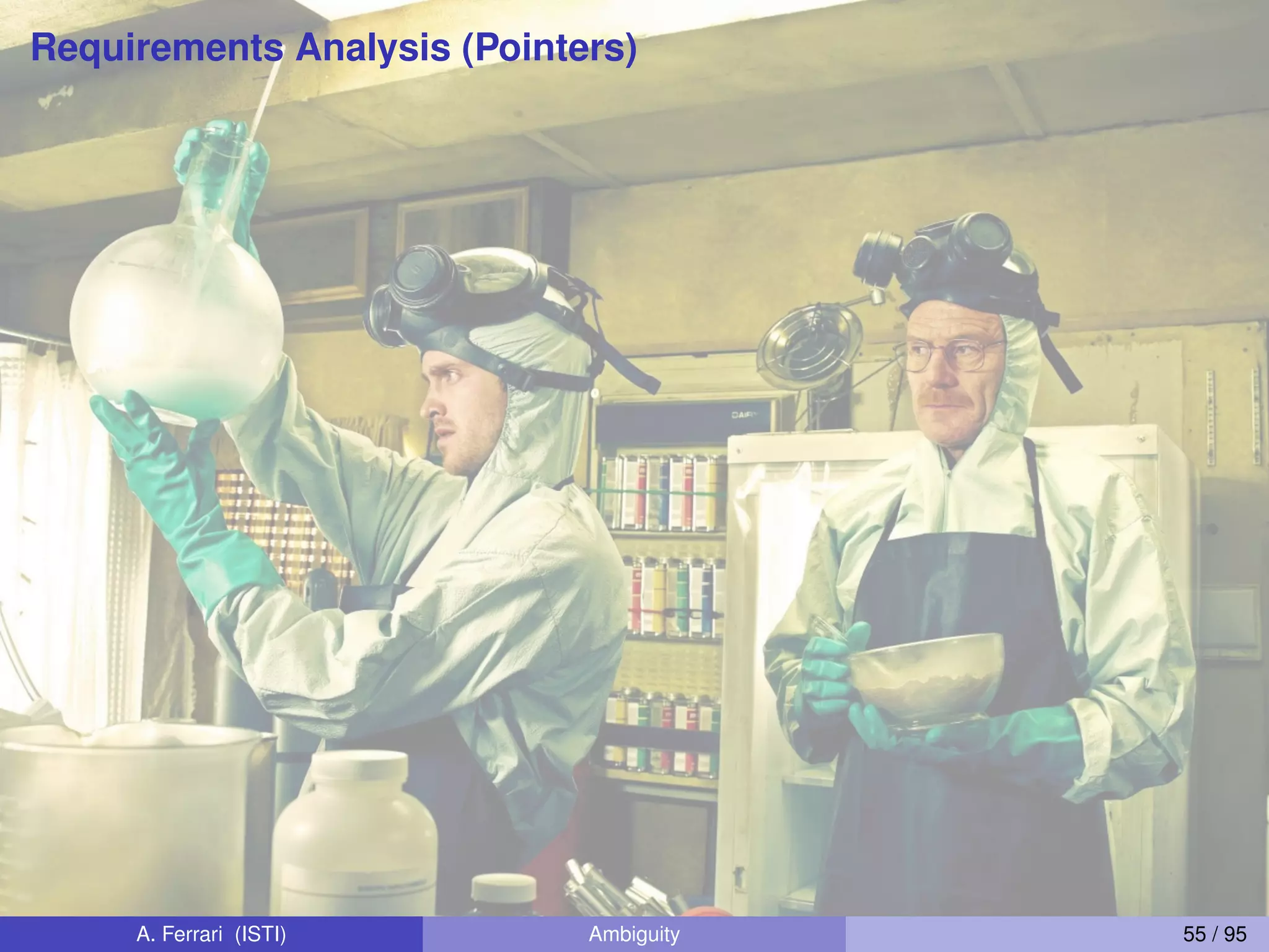 Requirements Analysis (Pointers)
A. Ferrari (ISTI) Ambiguity 55 / 95
 