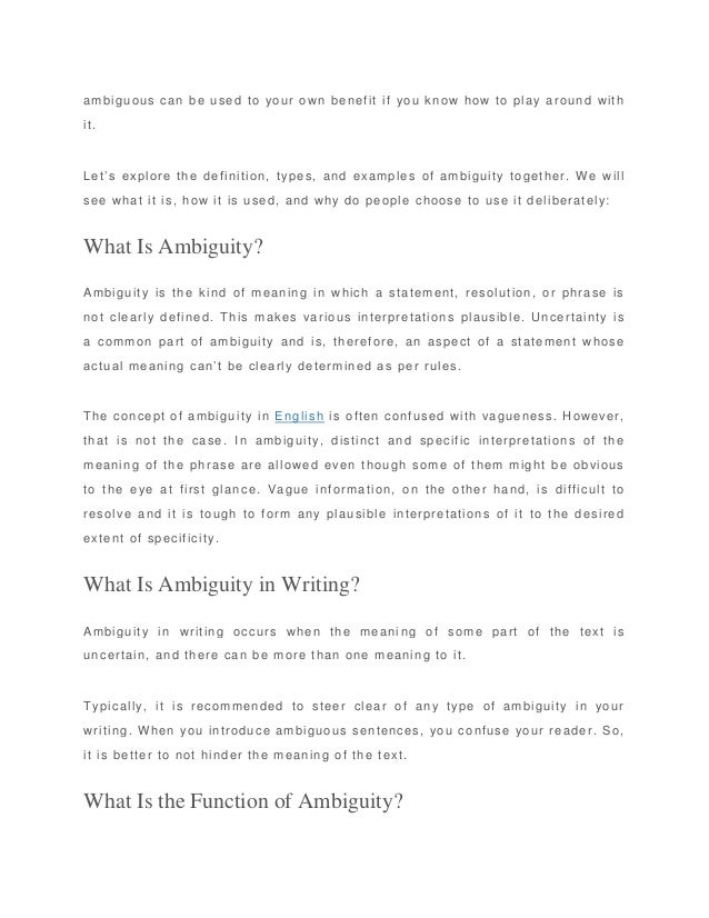Ambiguous sentences definition, types, and examples