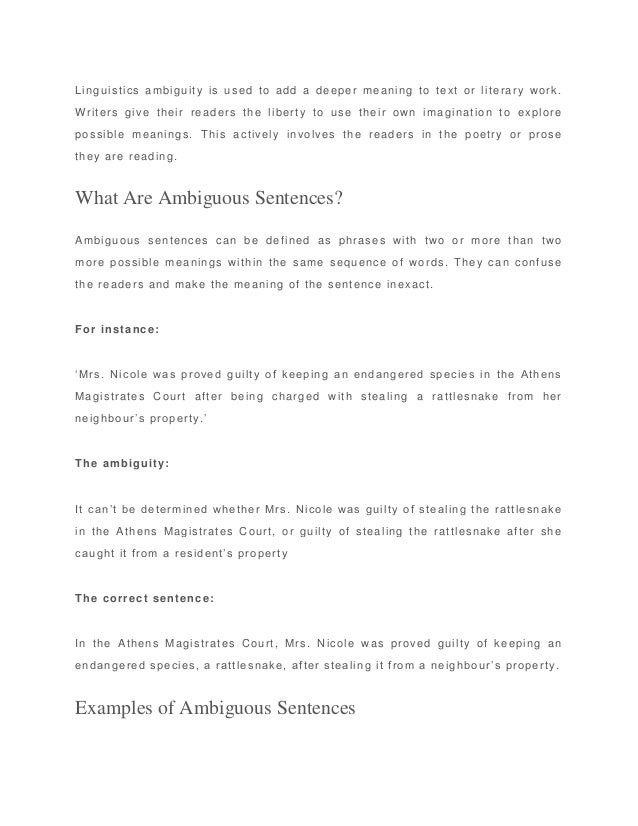 Ambiguous sentences definition, types, and examples
