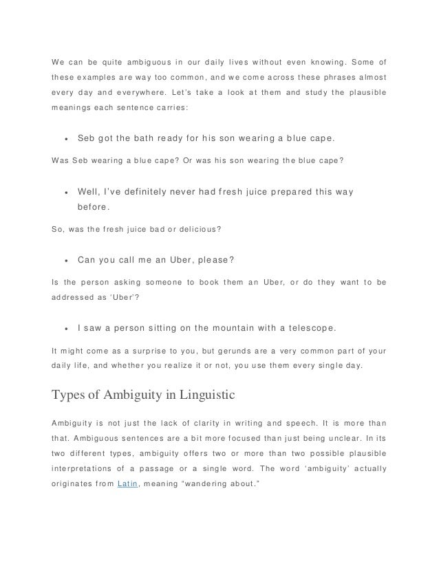 Ambiguous sentences definition, types, and examples