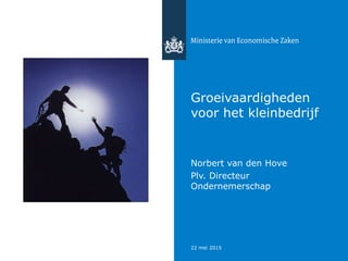 22 mei 2015
Groeivaardigheden
voor het kleinbedrijf
Norbert van den Hove
Plv. Directeur
Ondernemerschap
 