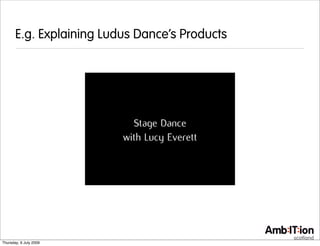 E.g. Explaining Ludus Dance’s Products




Thursday, 9 July 2009
 