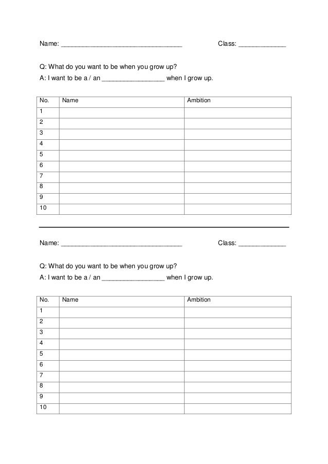 Ambitions Speaking Activity Handout Ambitions Speaking Activity Handout