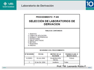 Laboratorio de Derivación




                            Prof. TM. Leonardo Rubio F.
 