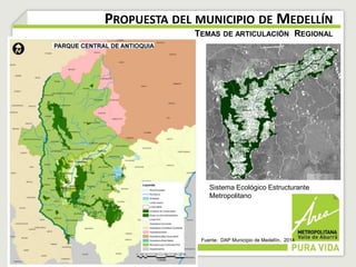 PROPUESTA DEL MUNICIPIO DE MEDELLÍN 
TEMAS DE ARTICULACIÓN REGIONAL 
Sistema Ecológico Estructurante 
Metropolitano 
Fuente: DAP Municipio de Medellín, 2014 
 