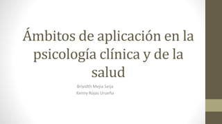 Ámbitos de aplicación en la
psicología clínica y de la
salud
Briyidth Mejia Seija
Kenny Rojas Urueña
 
