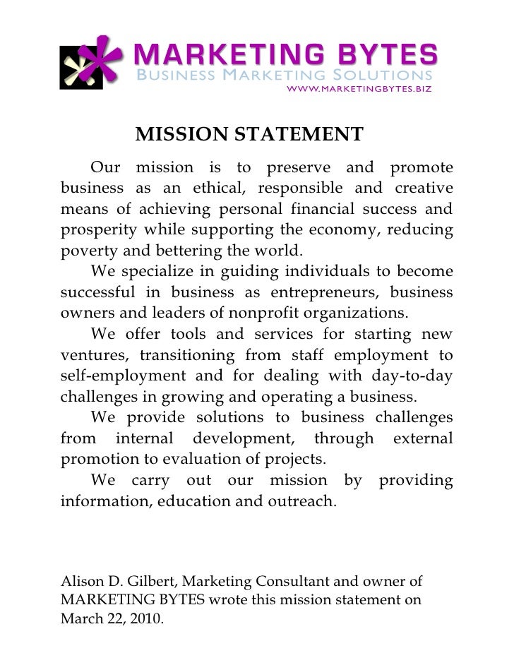 resume mission statement marketing