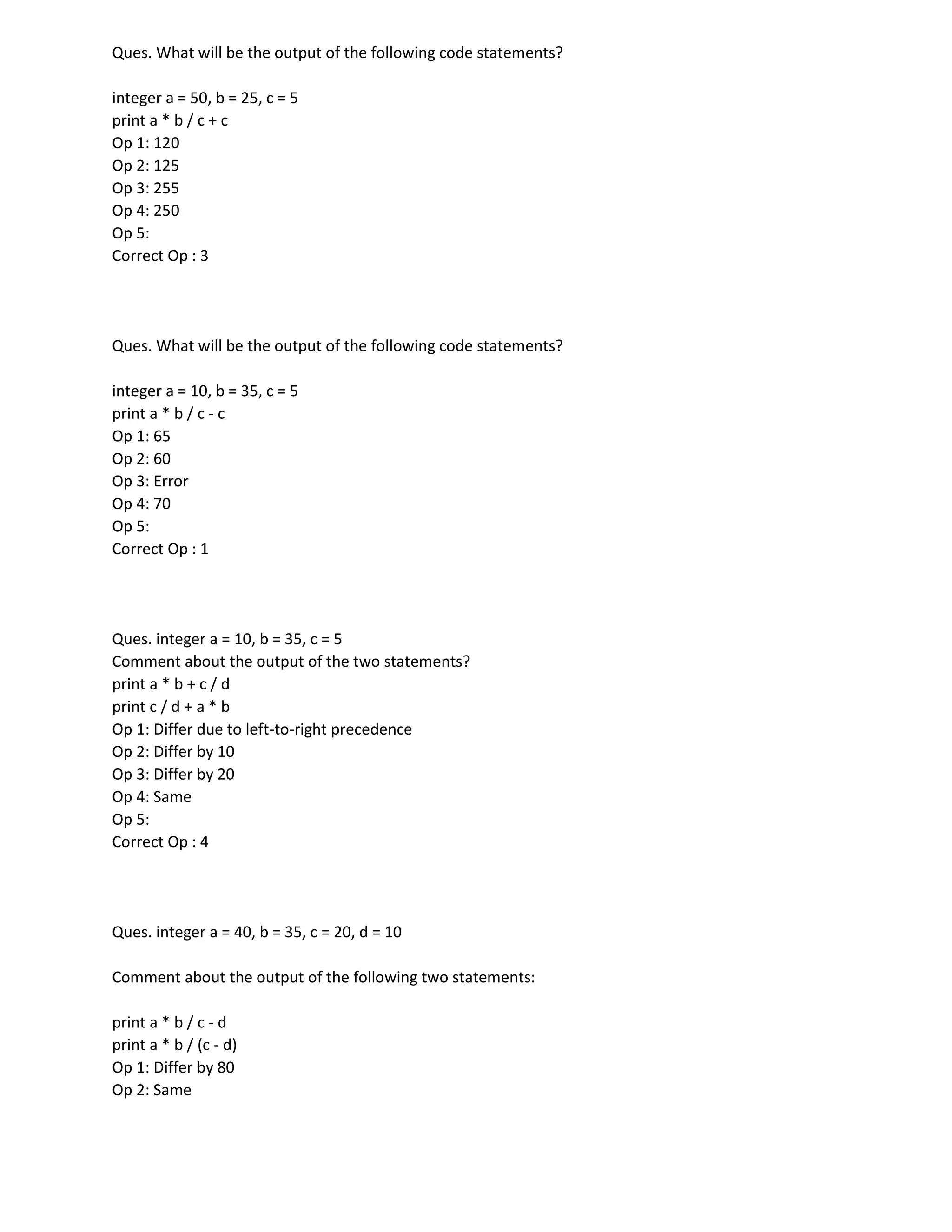 AMCAT_Computer Programming questions and ans | PDF